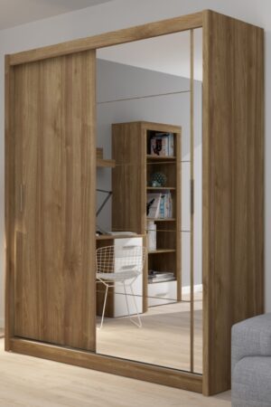 FLINT skříň se zrcadlem v ořechovém provedení