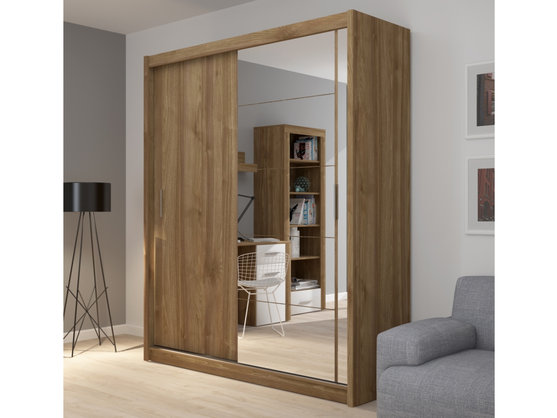 FLINT skříň se zrcadlem v ořechovém provedení