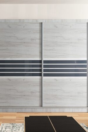 Skříň SHOKIN 203 v provedení dub craft a grafitové sklo