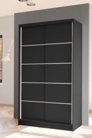 Šatní skříň s posuvnými dveřmi UBERTO IV v černém matu