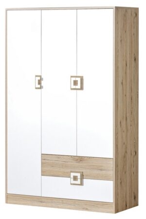 Šatní skříň UWARA v dub jasný a bílé barvě