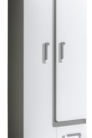 Policová skříň ORAKI III v antracitové a bílé barvě