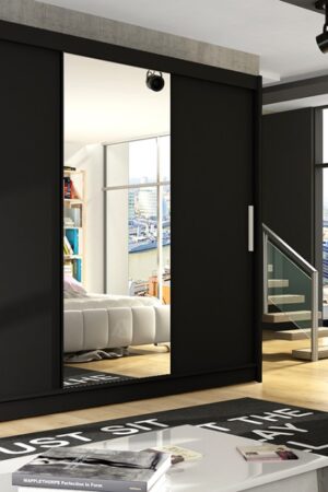 Šatní skříň ANDE I v černém matu se zrcadlem