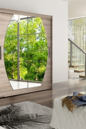 Šatní skříň TABARI VIII v barvě trufla se zrcadlem