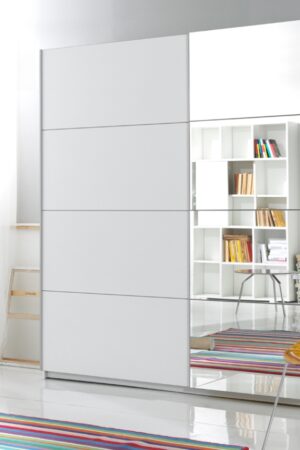 Šatní skříň se zrcadlem MAGGIE 200, bílá barva