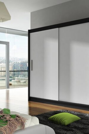 Šatní skříň GAMBA I v černém matu a bílém matu