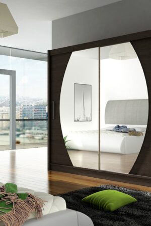 Šatní skříň GAMBA IV, barva choco se zrcadlem