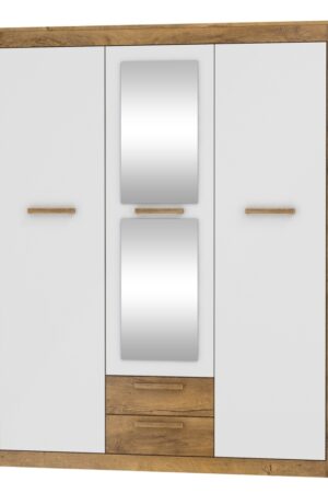 Skříň GATTON 3D2S v dubu burgundském a bílém lesku