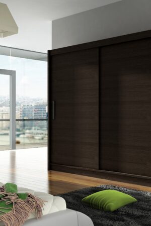 Šatní skříň GAMBA I v barvě choco s posuvnými dveřmi