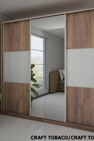 Šatní skříň MELROSE 4 D se zrcadlem v craft tobaco barvě