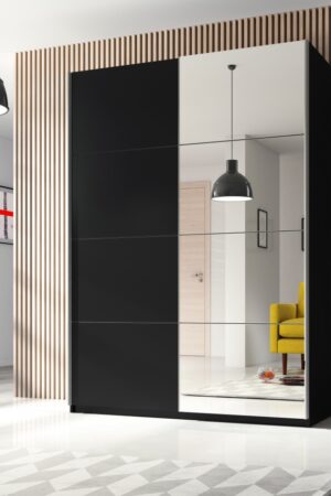 Šatní skříň se zrcadlem MAGGIE 120, černá