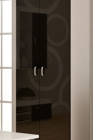 Šatní skříň SIWANI, bílá a černý lesk, moderní design