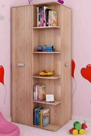 Rohová šatní skříň GRAFTON v dubu sonoma