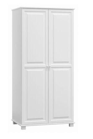 Bílá šatní skříň 2D BHAGIRA 2 z masivu borovice