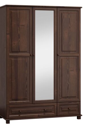 Šatní skříň 3D BHAGIRA 5 z masivu borovice s ořechovým mořením