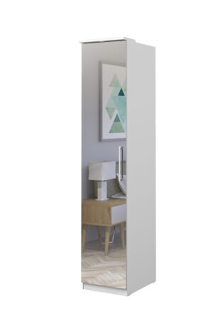 Jednodvéřová skříň ARISTATA se zrcadlem v bílé barvě