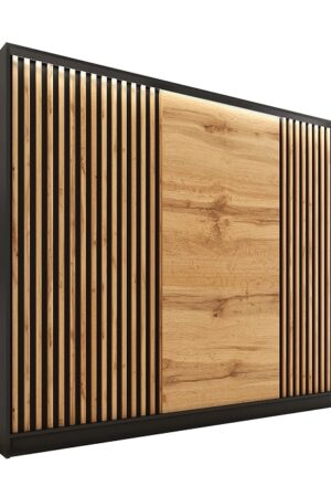 Šatní skříň INSULAR 3D 250 černý mat/dub wotan