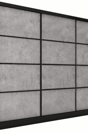 Šatní skříň HARAZIA 200 černý mat/beton bez zrcadla