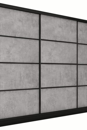 Šatní skříň HARAZIA 280 černý mat/beton bez zrcadla