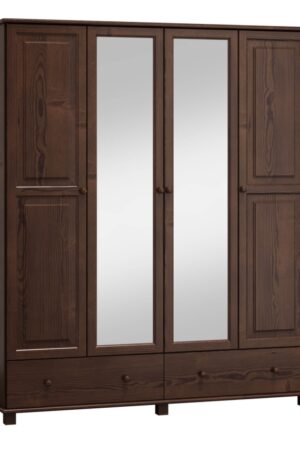 Kombinovaná šatní skříň 4D BHAGIRA 3 z borovice s zrcadlem