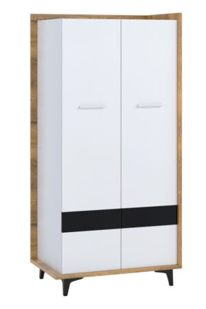 Šatní skříň KNUT 2D v dubu burgundském a bílé barvě