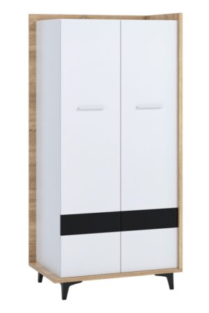 Šatní skříň KNUT 2D v dubu sonoma a bílé barvě
