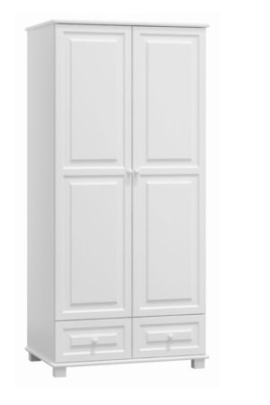 Kombinovaná šatní skříň BHAGIRA 90 cm, bílá, masiv borovice