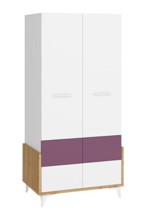 Skříň LEPON 95 v dub artisan s bílou a fialovou