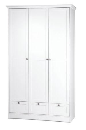 Bílá skříň HUNGABEE 3D3S s šatní tyčí a policemi