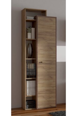 Policová skříň DORINDA levá v barvě craft tobaco a zlaté