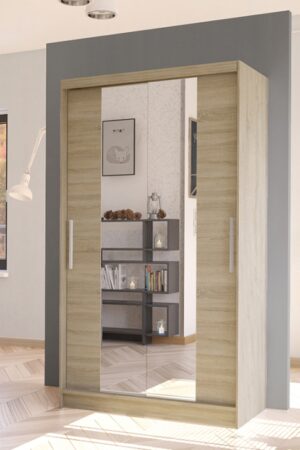 Šatní skříň SILVERIO II s posuvnými dveřmi a zrcadlem