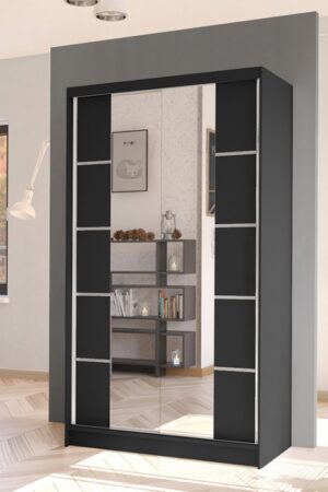 Šatní skříň UBERTO V s posuvnými dveřmi a zrcadlem