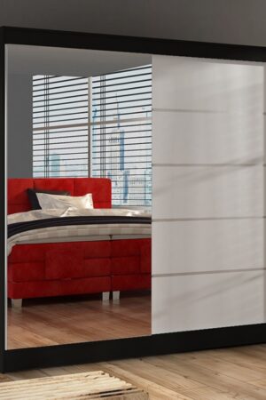 Šatní skříň HEMIS IV v černé a bílé barvě s moderním designem