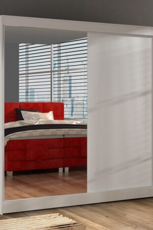 Bílá šatní skříň se zrcadlem HEMIS I