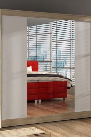 Šatní skříň HEMIS II se zrcadlem v dub sonoma/bílé barvě