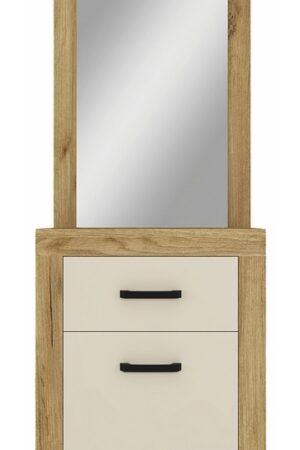 Jednodveřová skříňka se zrcadlem TILIFOLIA v dub kraft zlatý/vanilka