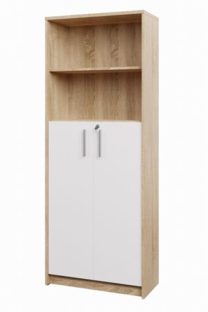 Uzamykatelná skříň NEJBY GIANNI v dubu sonoma a bílé barvě
