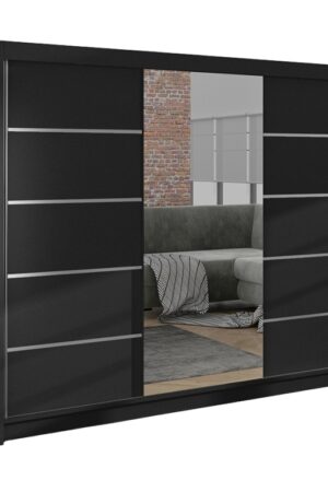Šatní skříň HARDY VI se zrcadlem v černé barvě