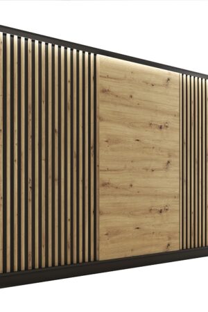 Šatní skříň INSULAR 3D 280 v černém matu a dubu artisan