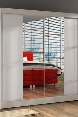 Bílá šatní skříň se zrcadlem HEMIS II