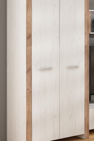 Kombinovaná šatní skříň AKIVIDU v bílém a tobaco provedení