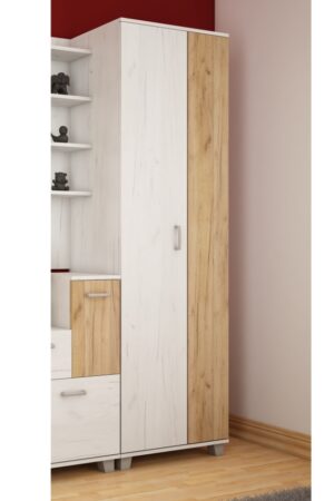 Skříň NALISE v designu craft bílý a craft zlatý