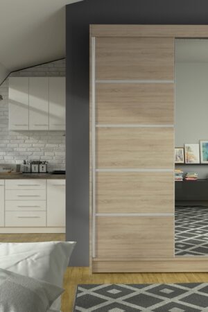 Šatní skříň se zrcadlem LAUCO III v dubu sonoma