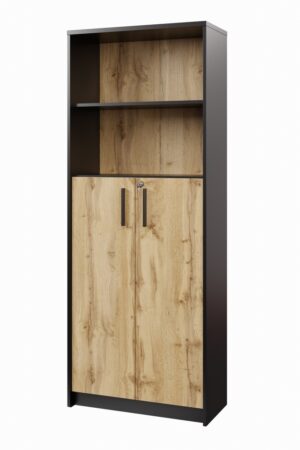 Uzamykatelná skříň NEJBY GIANNI v černé a dub wotan barvě