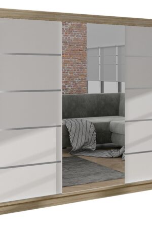 Šatní skříň HARDY VI se zrcadlem v dub sonoma/bílá