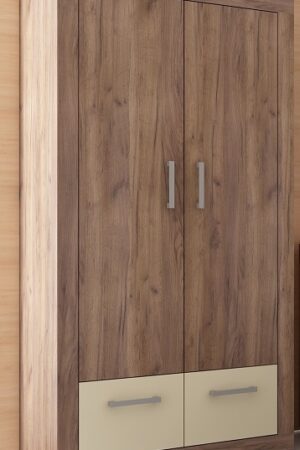 Skříň MOLTENO 2D v craft tobaco a krémové barvě