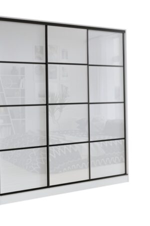 Šatní skříň HARAZIA 180 bílý lesk se šuplíky a tyčemi