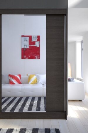 Šatní skříň se zrcadlem SVEZIA II v čokoládové barvě