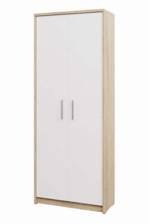 Skříň NEJBY GIANNI 4 police v dub sonoma a bílé barvě