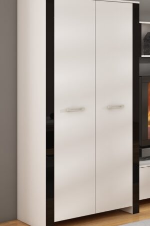Kombinovaná šatní skříň AKIVIDU v bílém a černém lesku